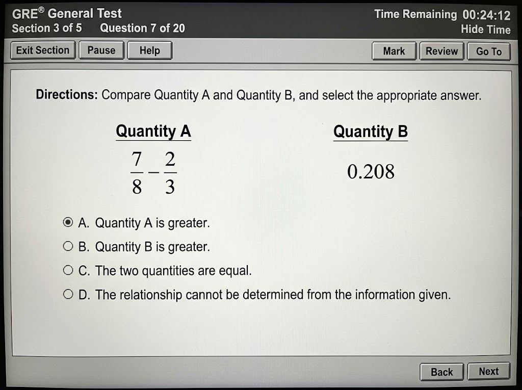 gre fractions decimals
